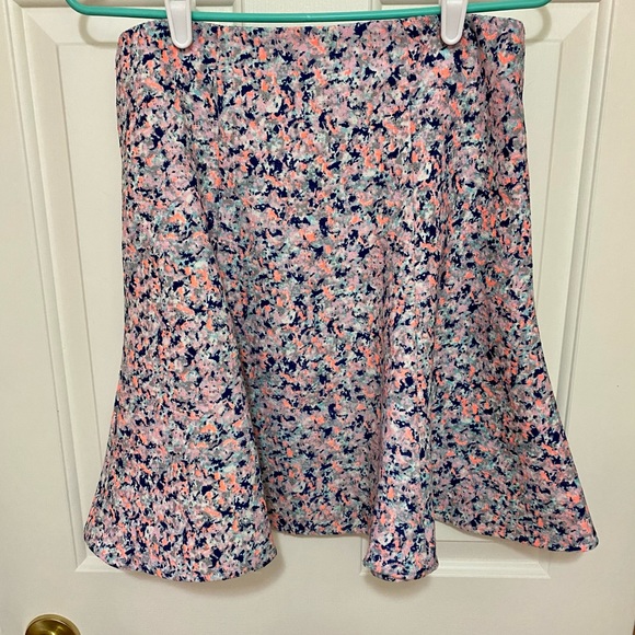 Textured fabric mini skater skirt in neon confetti print by Louche - Picture 6 of 7